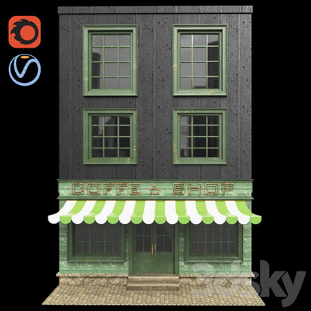 商店店铺咖啡店经典建筑楼房3D模型