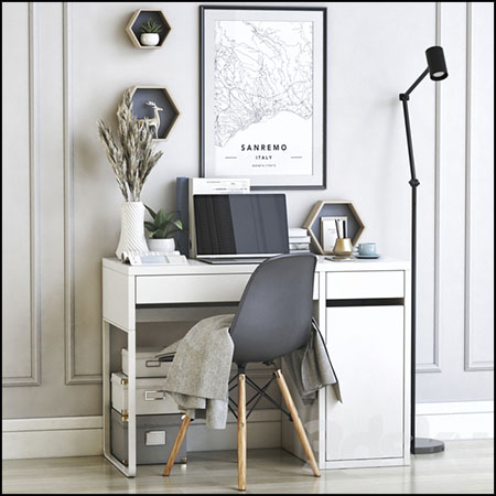 IKEA家用办公桌和装饰品3D模型