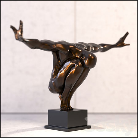奥运男子雕塑装饰品3D模型16设计网精选