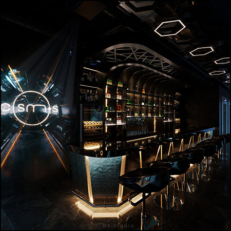 现代酒吧餐厅室内场景3D模型16设计网精选By Duong Bui