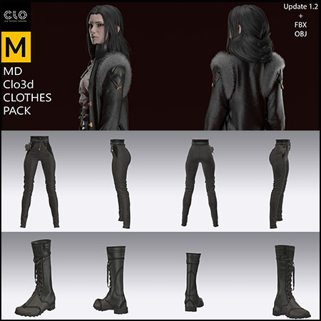 Clo3d衣服包  裤子 + 上衣 + 大衣3D模型16设计网精选