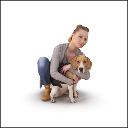 抱着狗的女人3D模型素材天下精选