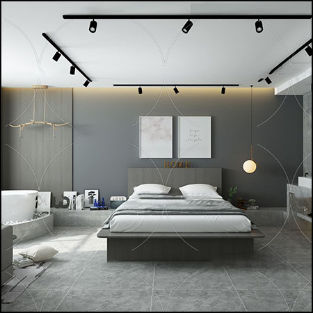 现代公寓卧室室内场景3D模型