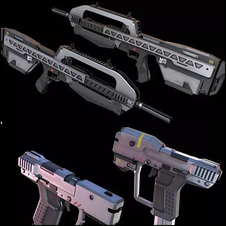 UNSC Arsenal冲锋枪和手枪3D模型素材天下精选