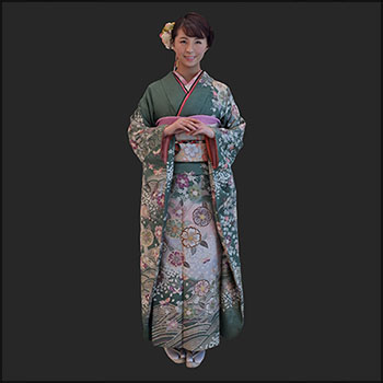 穿着日本和服的女人3D模型