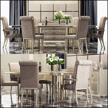 现代餐桌和餐椅3D模型16设计网精选