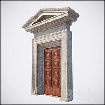复古石头材质门框和大门3D模型16设