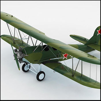 苏维埃双翼飞机3D模型16设计网精选