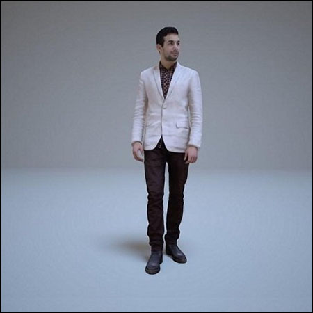 穿米色夹克的男人人物3D模型16设计网精选