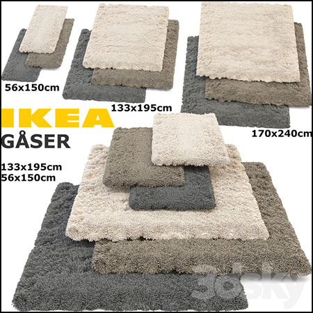 IKEA三种尺寸毛绒地毯3D模型