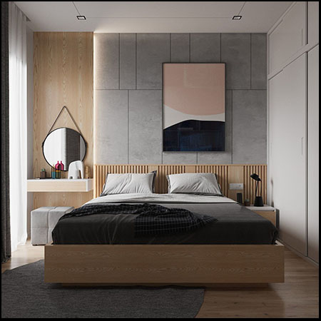 现代卧室简约风格室内场景3D模型素材天下精选