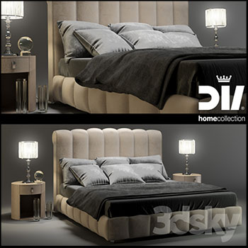 欧式现代双人床和台灯床头柜3D模型16设计网精选组合