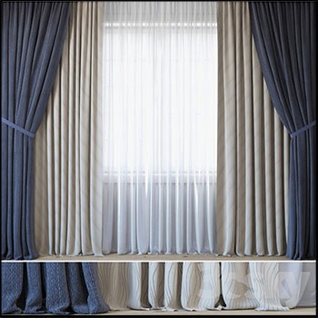 3合1薄纱窗帘3D模型16设计网精选