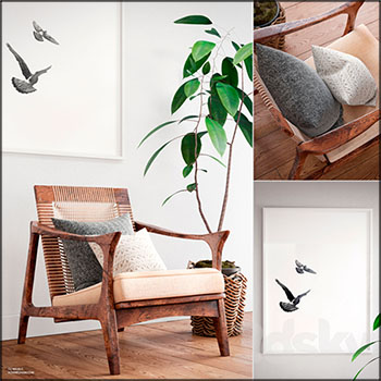 木质躺椅扶手椅3D模型16设计网精选