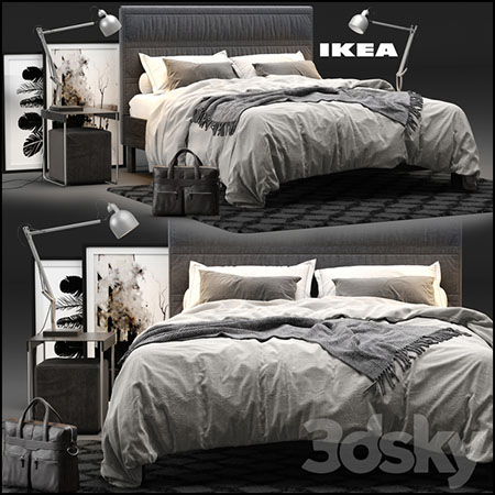 IKEA OPPLAND欧式双人床3D模型16设计网精选