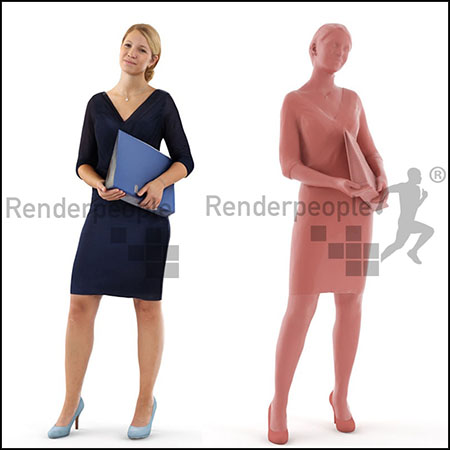夹着文件夹的商务女性女人3D模型16设计网精选
