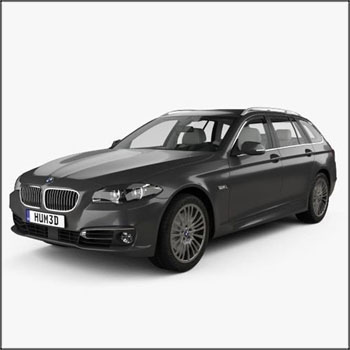 BMW 5-series F11 touring with HQ interior 2014 3D模型16设计网精选