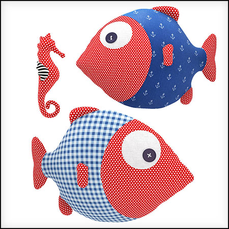 鱼和海马儿童抱枕3D模型素材天下精