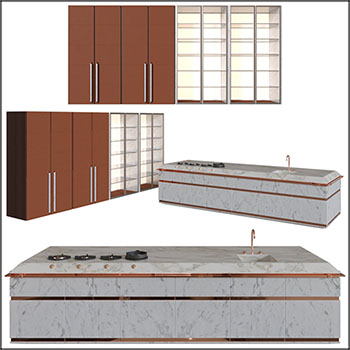 厨房橱柜和灶台3D模型