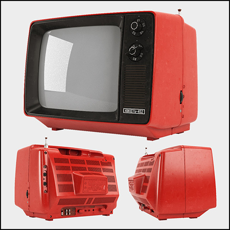 老式青年-402黑白电视机3D模型16设计网精选