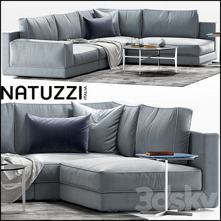 Natuzzi转角沙发和玻璃茶几3D模型