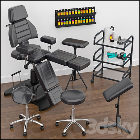 理发店纹身店躺椅货架等配件3D模型16设计网精选