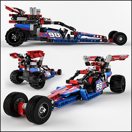 乐高积木玩具车四驱车3D模型16设计网精选