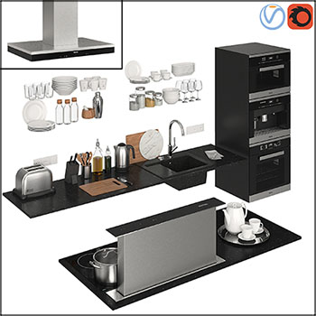 厨房套装碗具厨房电器水槽装饰品3D模型16设计网精选