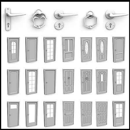 125款门床3D模型16设计网精选，门锁门把手3D模型16设计网精选