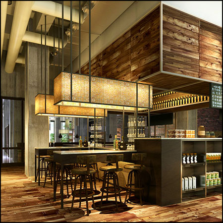 现代欧式餐厅咖啡厅室内场景3D模型素材天下精选