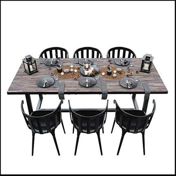 黑色餐桌餐椅等3D模型