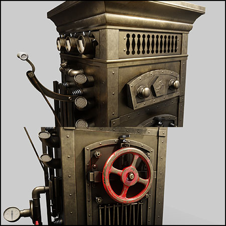 老式黄铜锅炉3D模型