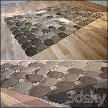 长方形灰色格子地毯3D模型16设计网精选