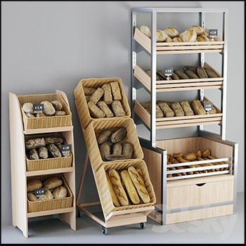 面包架和多种面包3D模型素材天下精选