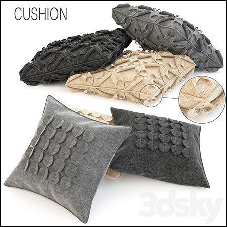 羊毛靠垫靠背靠枕套3D模型