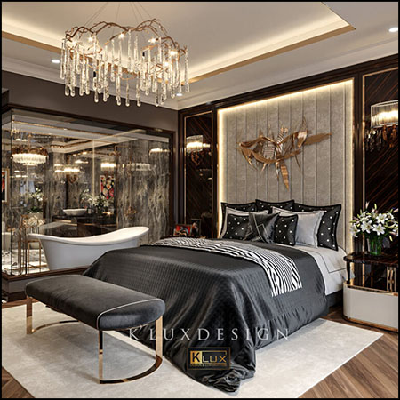 现代豪华欧式风格卧室场景3D模型