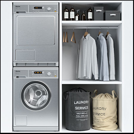 滚筒洗衣机收纳袋和衬衫等3D模型16设计网精选