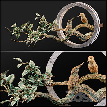 枝头上的小鸟金属摆件3D模型16设计网精选