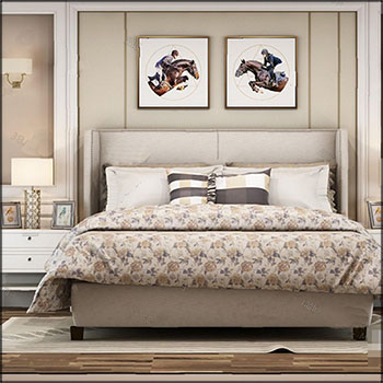 现代欧式双人床四件套床头柜组合3D模型16设计网精选