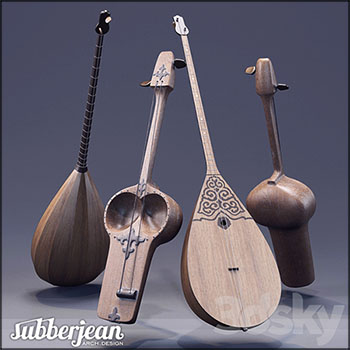 哈萨克斯坦2种民族乐器3D模型素材