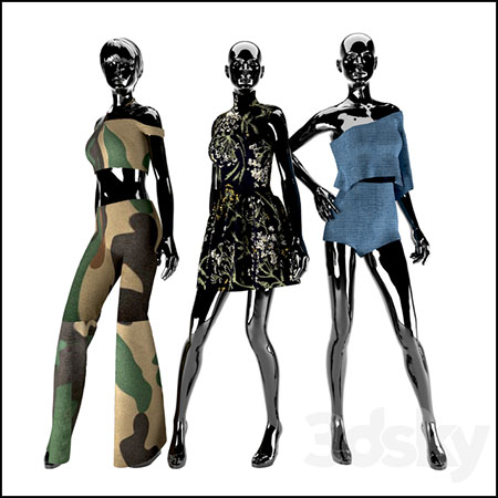 女性服装店服装展示模特3D模型16设计网精选