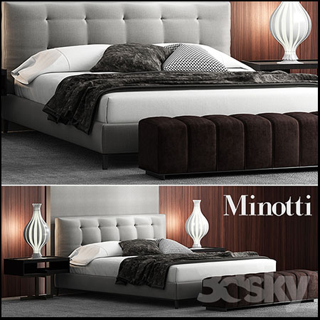 minotti欧式双人床3D模型16设计网精选