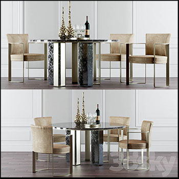 餐桌和餐椅组合3D模型16设计网精选