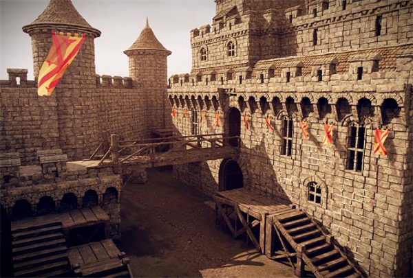 中世纪要塞建筑3D模型素材天下精选