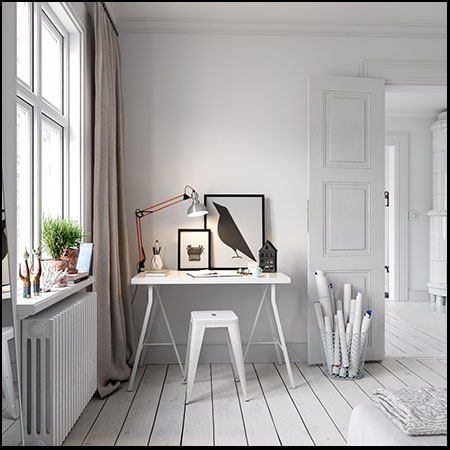 斯堪的纳维亚风格工作室室内场景3D模型16设计网精选