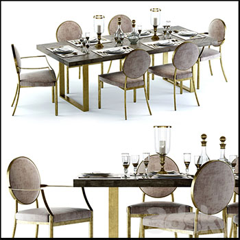 欧式餐桌和餐椅3D模型