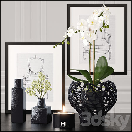 创意画框花瓶花卉装饰3D模型16设计