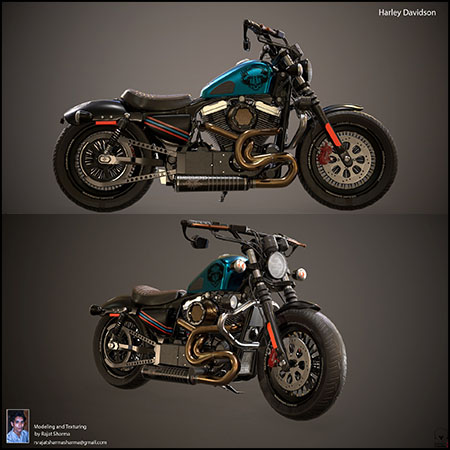 哈雷戴维森摩托车3D模型素材天下精
