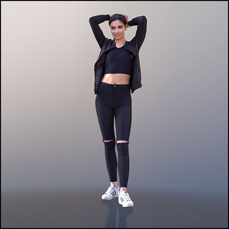 站立休闲姿势的女人3D模型16设计网精选