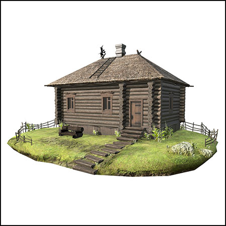 茅草屋顶的木房子3D模型16图库网精选